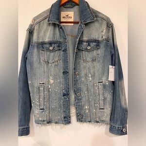 NEW Hollister Distressed Ripped Denim Jeans Jacket Women's Small Light Wash BNWT